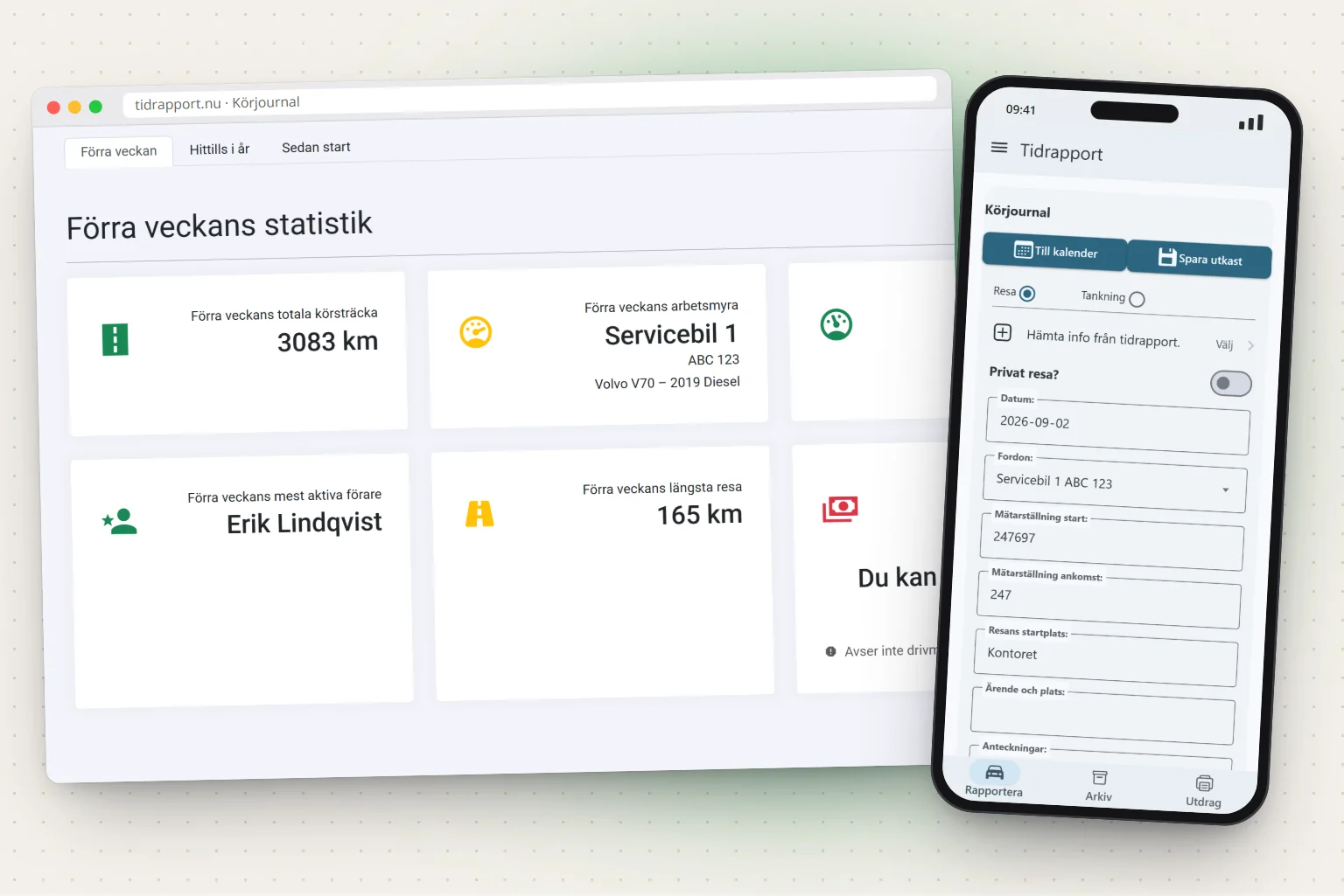 Milrapport i mobilen och på webben