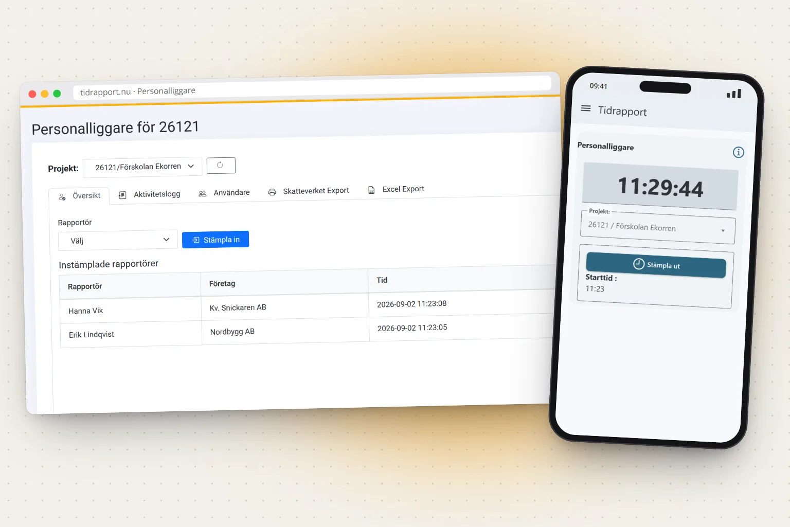Personalliggare i mobilen och på webben